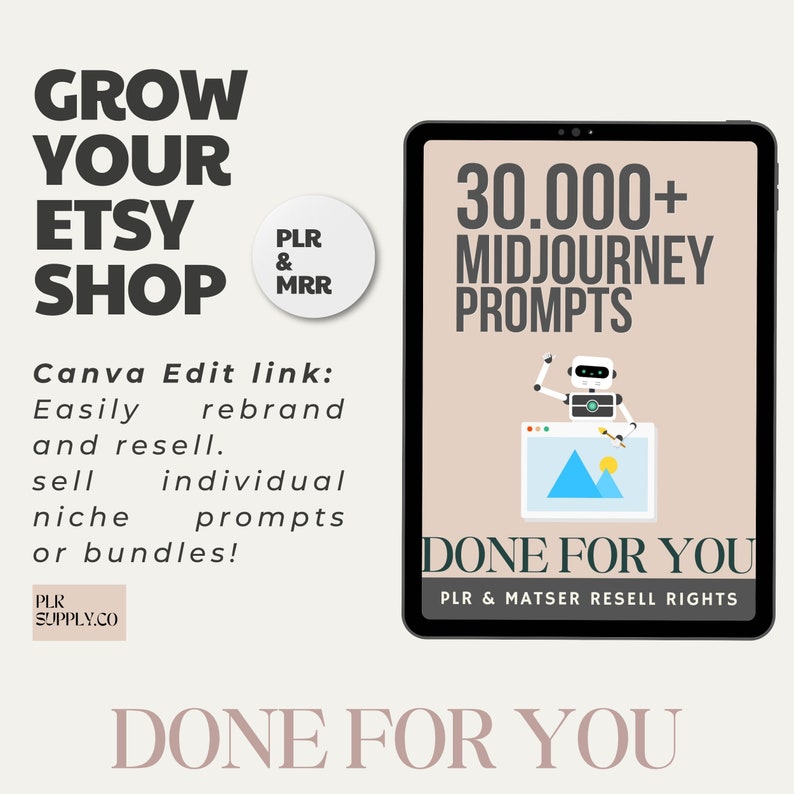 Midjourney Prompts Bundle Master Resell Rights PLR Digital Products to Sell On Etsy, Prompts Midjourney Art for Etsy Sellers PLR AI Prompts image 8