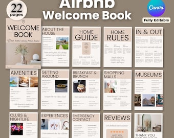 Airbnb Welcome Book Template: Editable Canva Guest Guide & Signs