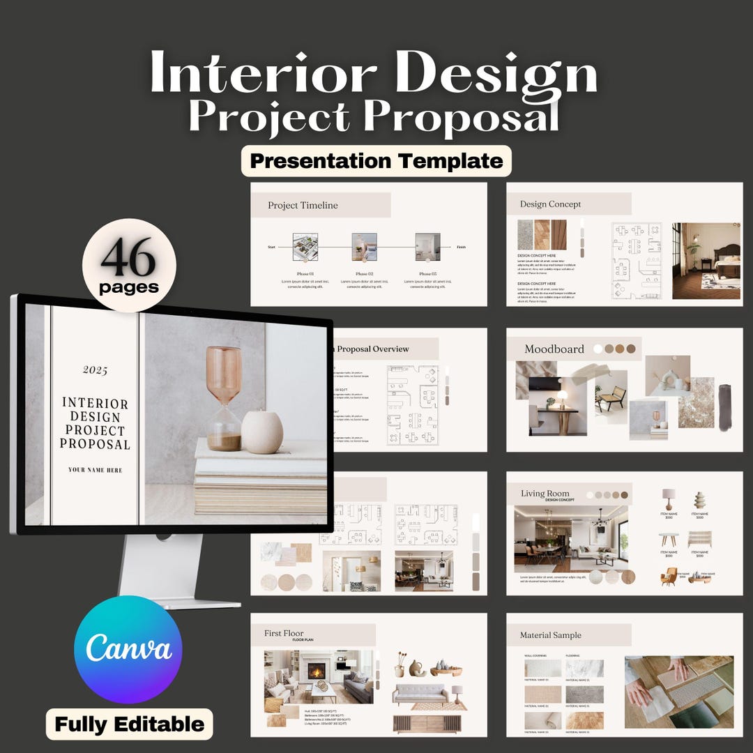 Interior Design Project Proposal Presentation: Mood Board Editable ...