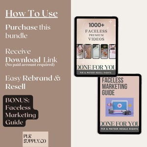 PLR Faceless Videos with Master Resell Rights, MRR PLR Digital Products Done For you to Sell On Etsy with Faceless Marketing Guide & Reels zdjęcie 2