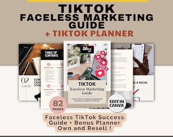 TikTok Faceless Marketing Course: MRR Canva Template + Planner (Digital)