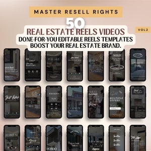 PLR Real Estate Reels Branding Videos Master Resell Rights Realtor Marketing  MRR Canva Template Real Estate Faceless Instagram Reels