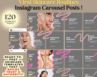 Skincare Instagram Carousel Template: Beauty & Esthetician Posts (Canva)