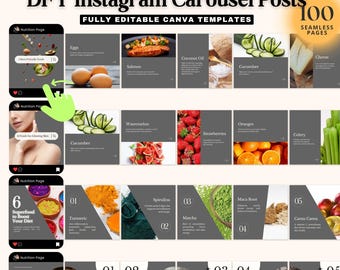 Publicaciones de Instagram sobre nutrición: Plantillas de Canva para el bienestar