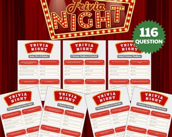 Christmas Trivia Game, 116 Questions Printable Party Games for Families & Kids, Instant Download