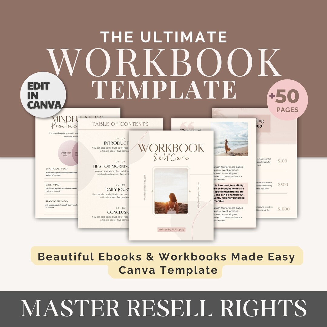 Workbook Ebook Editable Canva Template, PLR MRR Resell Rights - Etsy