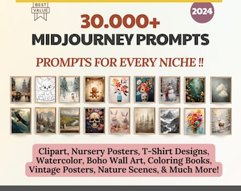 Midjourney Prompts Bundle Master Reell Rights PLR Productos digitales para vender en Etsy, Prompts Midjourney Art para vendedores de Etsy PLR AI Prompts