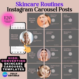 Skincare Instagram Posts Templates Beauty Carousel Posts Esthetician Templates Skin care Marketing Skincare Instagram Templates Posts DFY