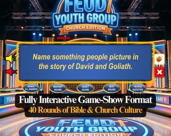 Friendly Feud Bible Game for Youth Group, Editable Powerpoint Game Show with Auto Score, Church Games for Adults & Teens