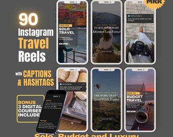 Travel Instagram Reels: 90 Canva Templates with Captions (PLR MRR)
