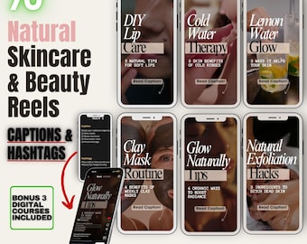 Natural Skincare Instagram Reels Templates: Esthetician Beauty Content MRR PLR Digital Product