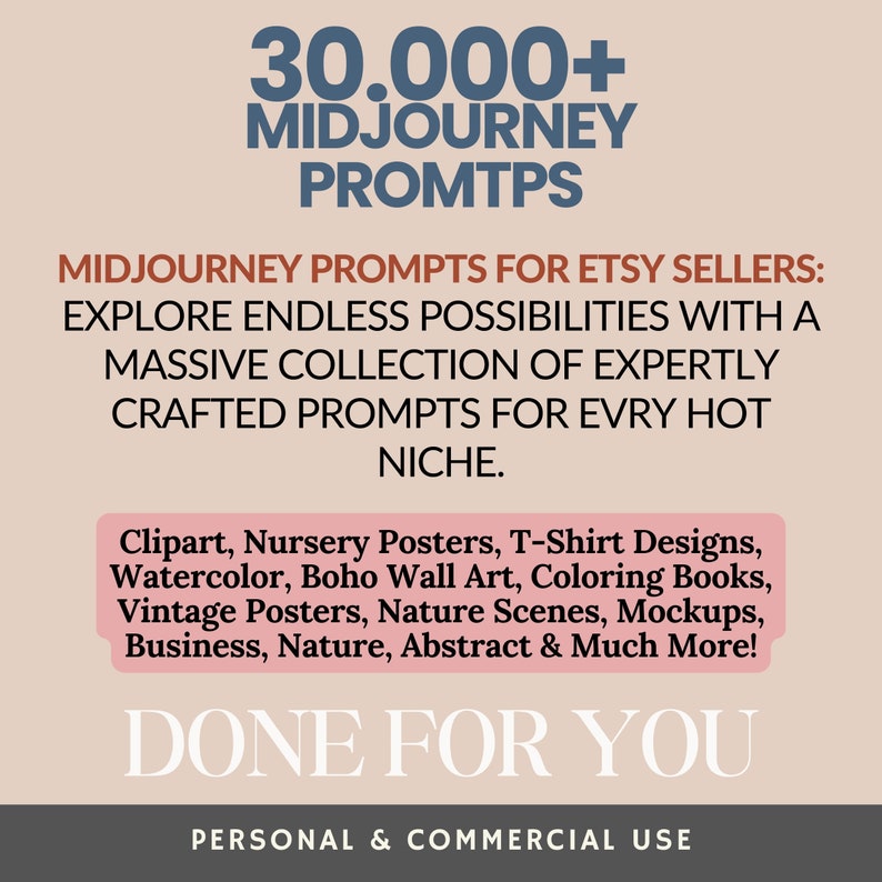 Midjourney Prompts Bundle Master Resell Rights PLR Digital Products to Sell On Etsy, Prompts Midjourney Art for Etsy Sellers PLR AI Prompts image 7