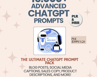 ChatGpt Prompts Master Resell Rights PLR Ai Prompts, ChatGpt Prompt for Etsy, MRR Digital Products to Sell on Etsy