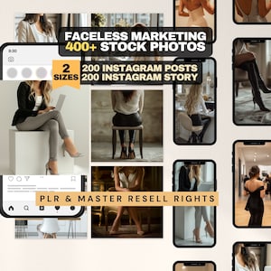 Faceless Stock Photos MRR Instagram Posts Faceless Marketing AI Images Social Media Manager Stock Images Master Resell Rights