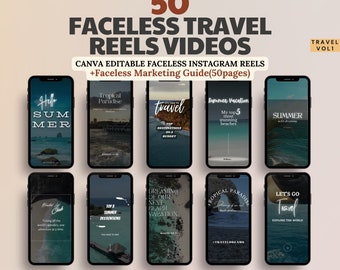 MRR Faceless Reels Travel Templates Master Resell Rights PLR Faceless Marketing Branding Kit Instagram Coaching Templates Sell On Etsy