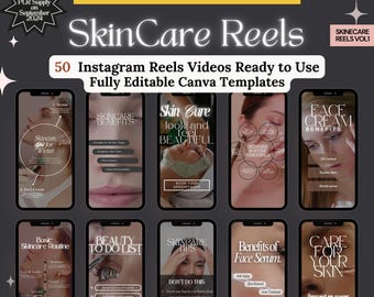 Skincare Instagram Reels: Beauty & Skin Care Routine Videos Canva Templates for Estheticians (MRR, PLR)