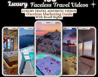 150 Luxury Travel Reels, Faceless Videos (MRR, PLR Canva Templates)
