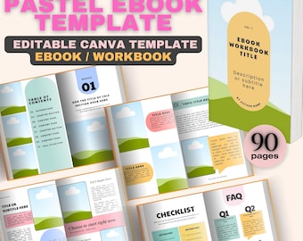90-Page Pastel Ebook/Workbook Template: PLR Canva Templates (Digital Download & Printable)