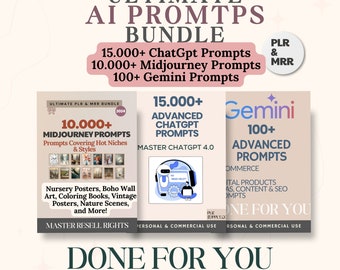 PLR Ai Prompts Bundle Master Resell Rights MRR Chatgpt Prompts Midjourney Prompts Gemini Prompts,  Sell on Etsy Sellers PLR Digital Products