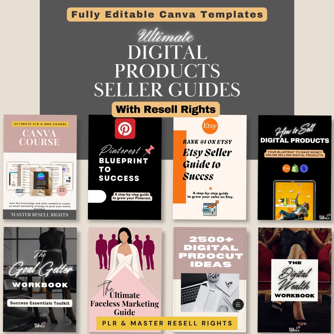 MRR Digital Product Course Bundle: Canva, Etsy, Pinterest (PLR) - Etsy
