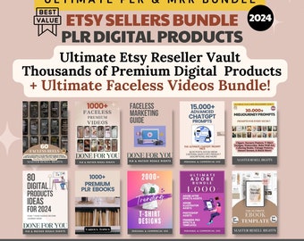 PLR Digital Products Master Resell Rights Etsy Sellers Bundle to Sell on Etsy Passive Income PLR Faceless Reels ChatGpt Prompts PLR Planner