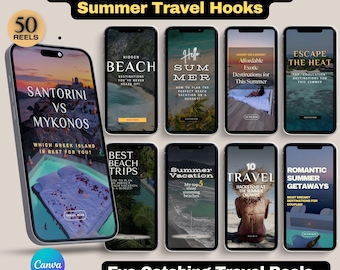 Travel Reels Canva Template: 50 Instagram Reel Faceless Video, Luxury Travel Videos PLR & MRR