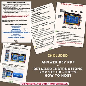 K&ouml;nnte beinhalten: Ein digitales Quizspiel-Handbuch mit Anweisungen zur Einrichtung, Bearbeitung und zum Hosting. Der Leitfaden enth&auml;lt einen Einkaufsf&uuml;hrer, Host-Anweisungen und Informationen zur automatischen Bewertung. Das Spiel ist f&uuml;r die Verwendung auf einem Computer oder Tablet konzipiert.