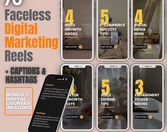 MRR PLR Faceless Instagram Reels: Digital Marketing Bundle Canva Templates with Captions