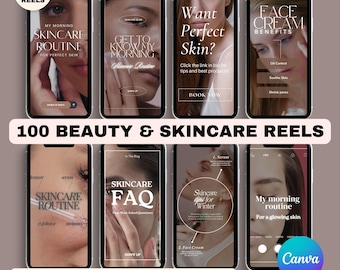 100 Beauty & Skincare Instagram Reels Templates, Skin Care Routine (PLR MRR)