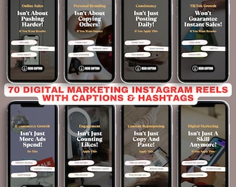 70 Faceless Digital Marketing Instagram Reels Templates with Captions: PLR MRR