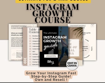 PLR Guía de Instagram Plantilla Canva Curso PLR Maestro Derechos de reventa Productos digitales PLR para vender en Etsy Social Media Manager Guía de Instagram