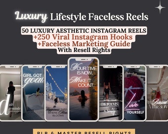 50 Luxury Lifestyle Faceless Instagram Reels, Canva Template (MRR & PLR)