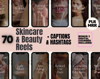 70 Skincare Instagram Reels Templates – Beauty & Skincare Routine Content for Estheticians PLR + MRR Rights