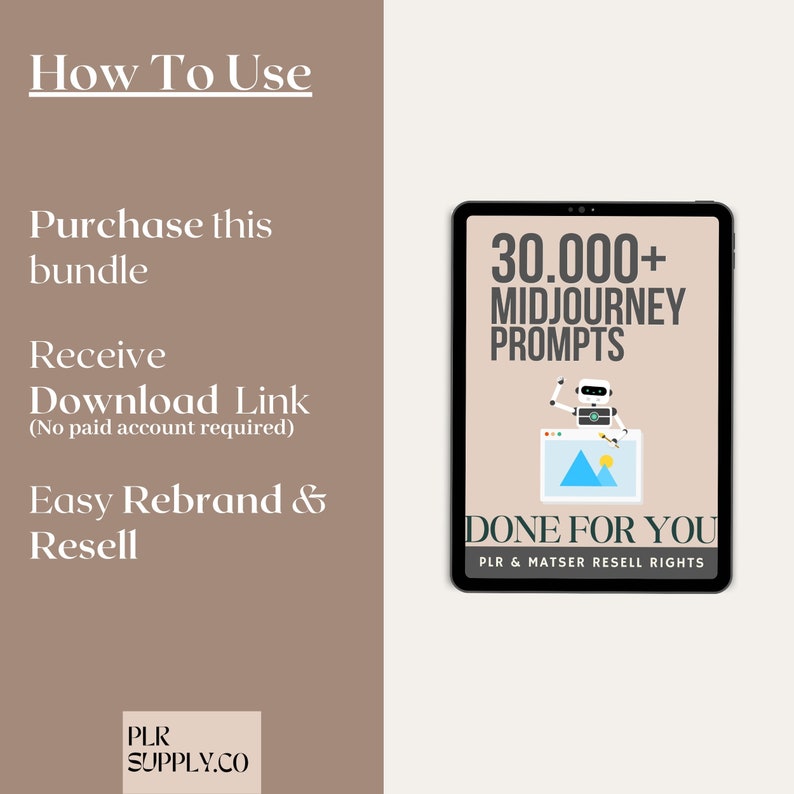 Midjourney Prompts Bundle Master Resell Rights PLR Digital Products to Sell On Etsy, Prompts Midjourney Art for Etsy Sellers PLR AI Prompts image 4