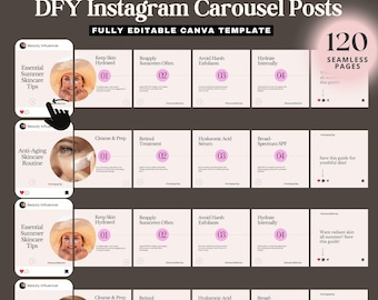 Skincare Instagram Carousel Templates: Esthetician Beauty Skin Care Routine Instagram Posts