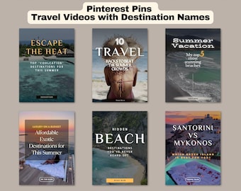 Pinterest Travel Pins: Canva Templates for Travel Bloggers (PLR & MRR), Influencer Marketing Template