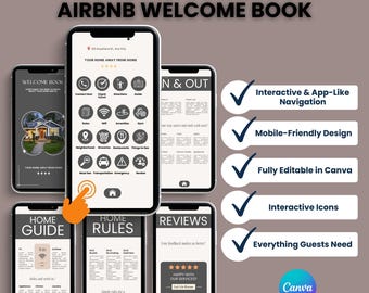 Airbnb Welcome Book Digital Template: Mobile Guest Guide (Canva)