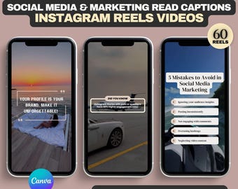 60 Faceless Marketing Reels: Instagram & TikTok, MRR, Canva (Digital Download)
