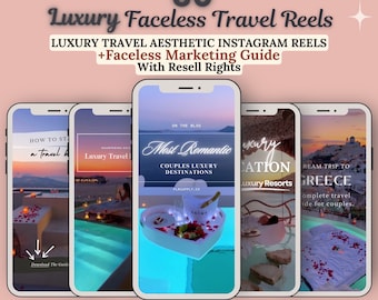 60 luxe reisrollen: anonieme Instagram-sjablonen reisbeïnvloedervideo's (MRR/PLR)