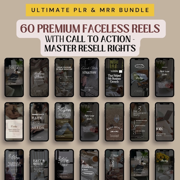 70 Reels de Instagram sin rostro: Plantillas de coaching de marketing digital (MRR y PLR)