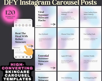 Skincare Instagram Carousel Templates: Esthetician Marketing (120 Posts)