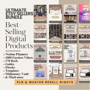 PLR Digital Products MRR Etsy Sellers Bundle Master Resell Rights, Sell on Etsy Passive Income PLR Faceless Reels Ai Prompts Notion Template