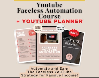 YouTube Faceless Marketing PLR Course Done For You Master Resell Rights Youtube Planner MRR Canva Template PLR Digital Products Sell on Etsy