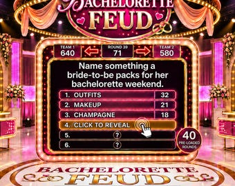 Bachelorette Wedding Shower Game, Editable Powerpoint Game Show with Auto Score, Ladies Night Group games