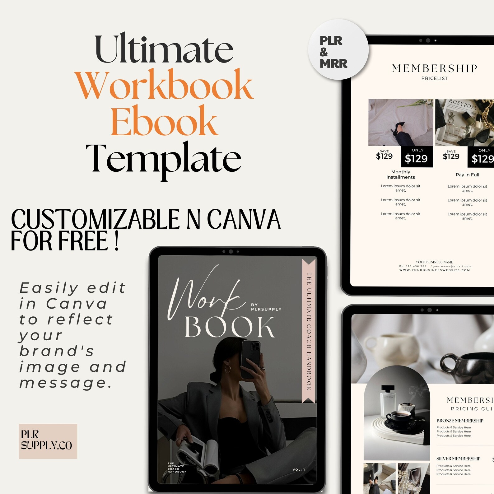 Ebook Template Coaching Workbook Canva Template Master Resell Rights ...