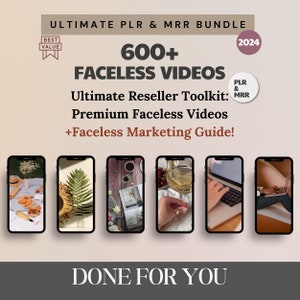 PLR Faceless Videos with Master Resell Rights and PLR, MRR Faceless Marketing Done For you to Sell On Etsy with Faceless Marketing Guide