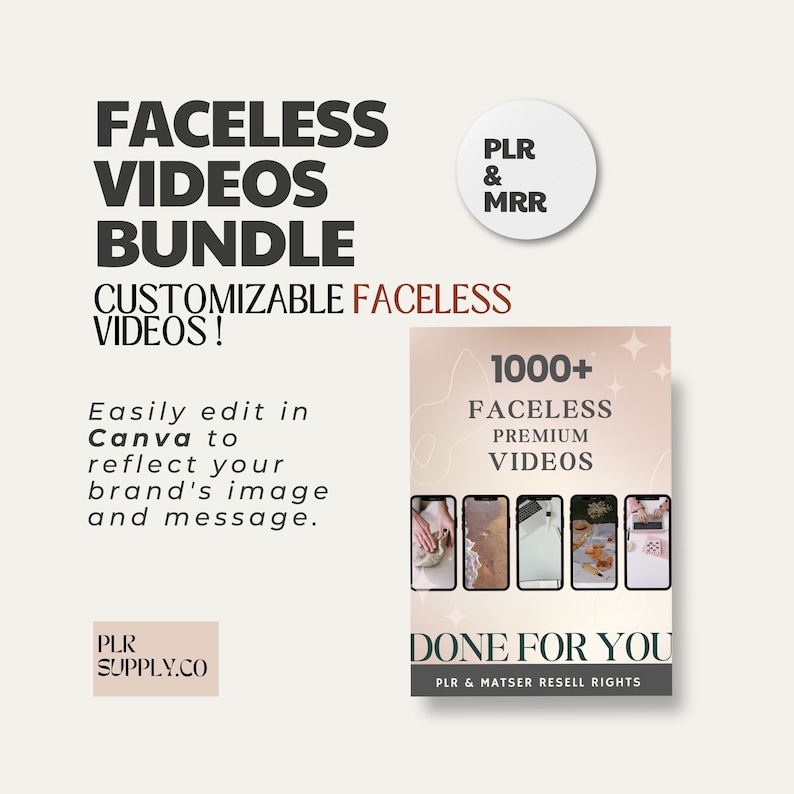 PLR Faceless Videos with Master Resell Rights, MRR PLR Digital Products Done For you to Sell On Etsy with Faceless Marketing Guide & Reels zdjęcie 7