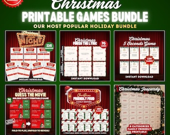 Christmas Games Bundle, Trivia, Friendly Feud, Jeopardy & More Printable Holiday Party Game