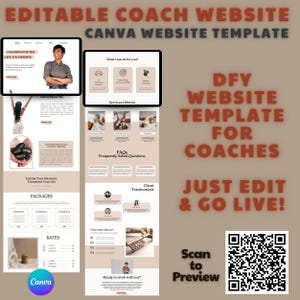 Coach PLR-websitesjabloon klaar voor jou Canva-websiteontwerp Coach-bestemmingspagina-websitebanner Coaching-websitesjabloon