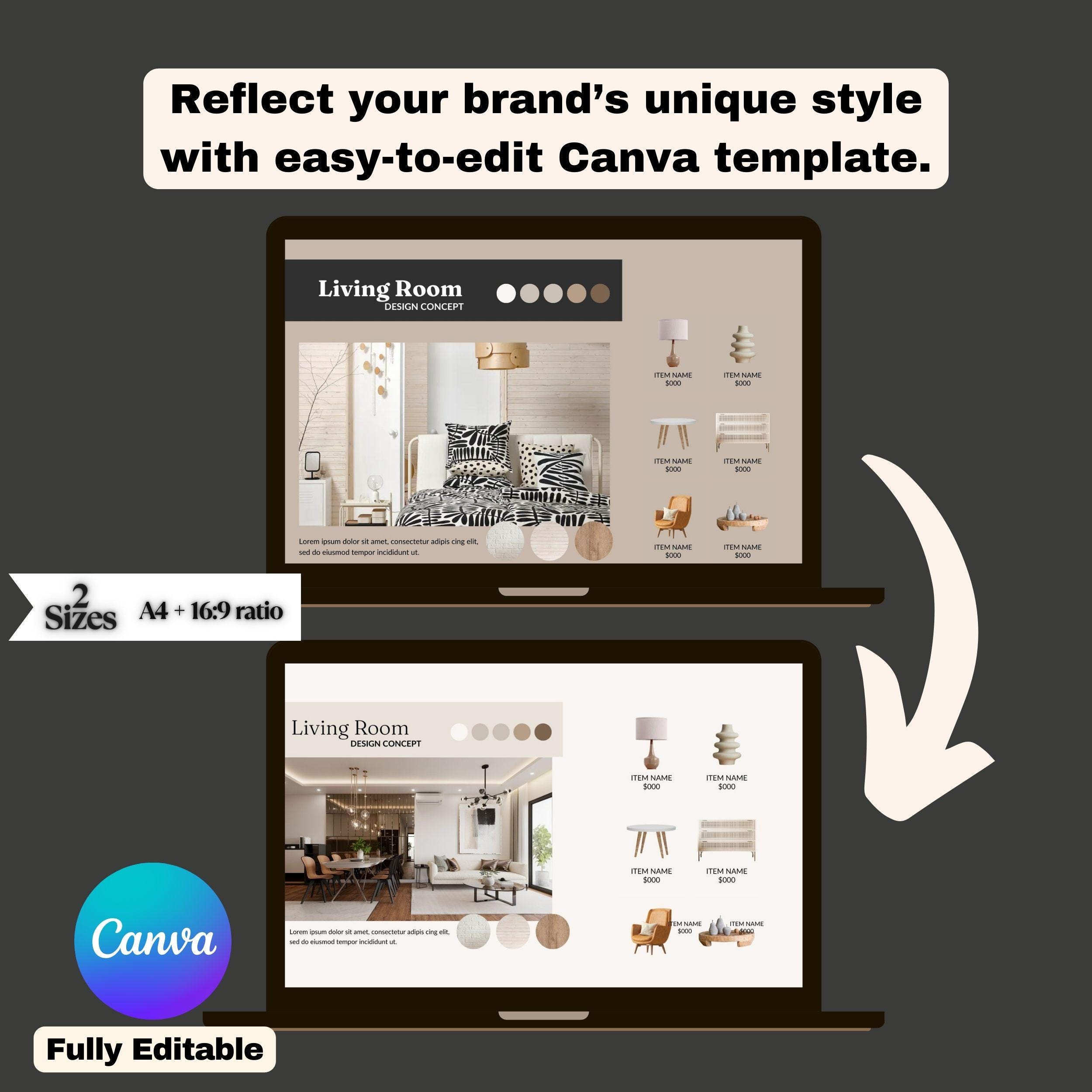 Interior Design Project Proposal Presentation: 46-page PLR Canva ...